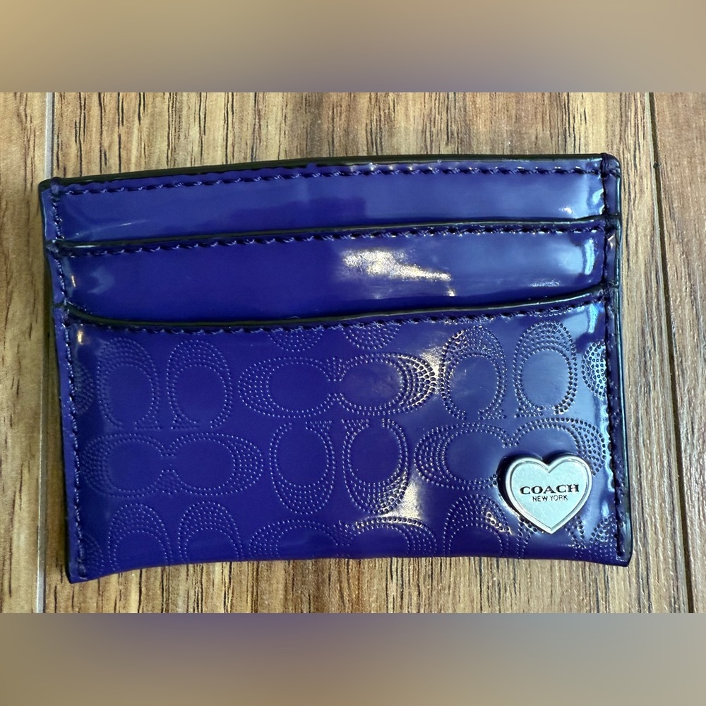 Coach Violet Card Case with Heart Detail